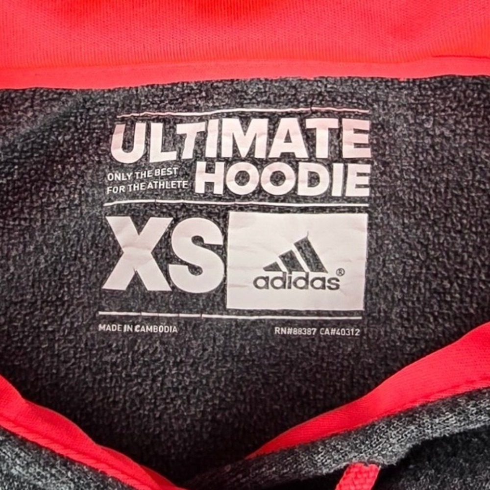 Adidas Ultimate Hoodie Womens XS Gray Pink AH8249 ClimaWarm Pullover Thumbholes - Picture 8 of 12
